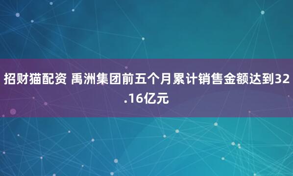 招财猫配资 禹洲集团前五个月累计销售金额达到32.16亿元