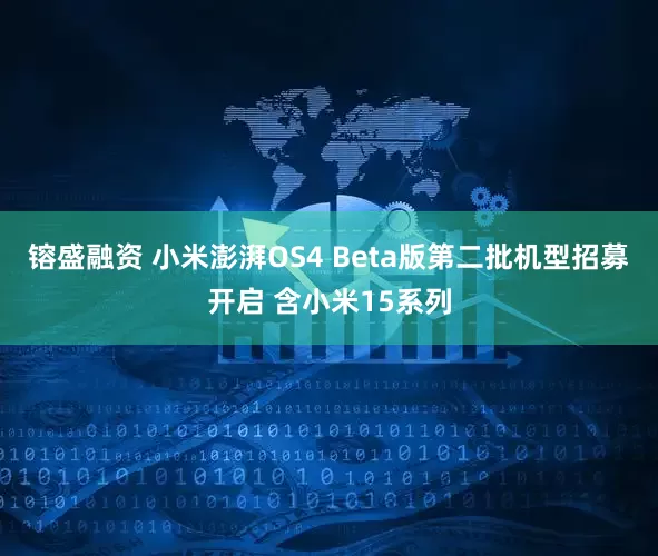 镕盛融资 小米澎湃OS4 Beta版第二批机型招募开启 含小米15系列